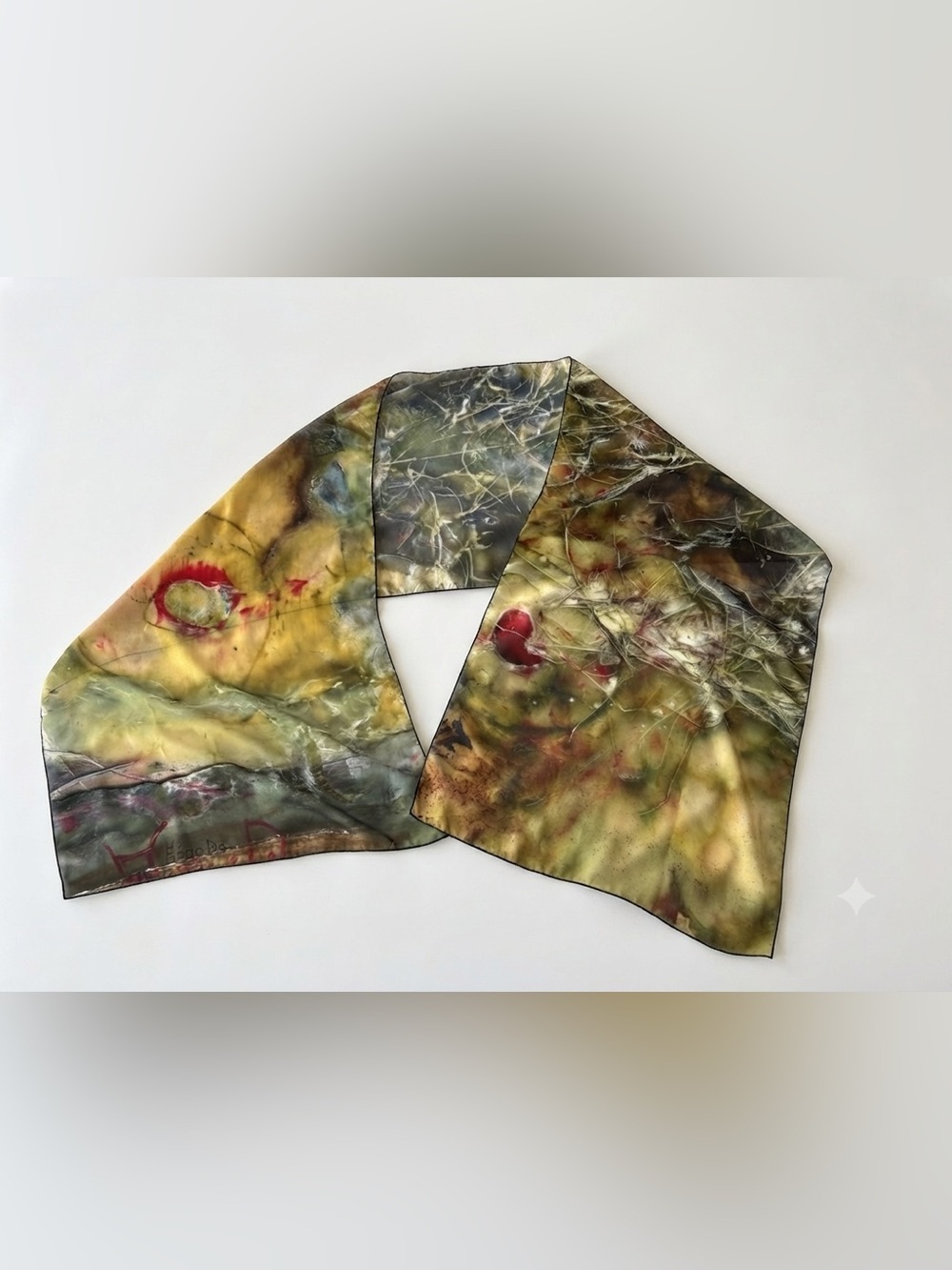 Artisan Hand-Dyed Silk Scarf Botanical Eco-Print - One Of A kind - Hélo D